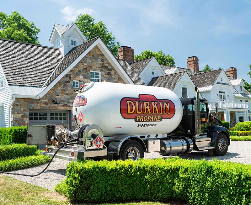 Durkin Propane Delivery bobtail truck at home